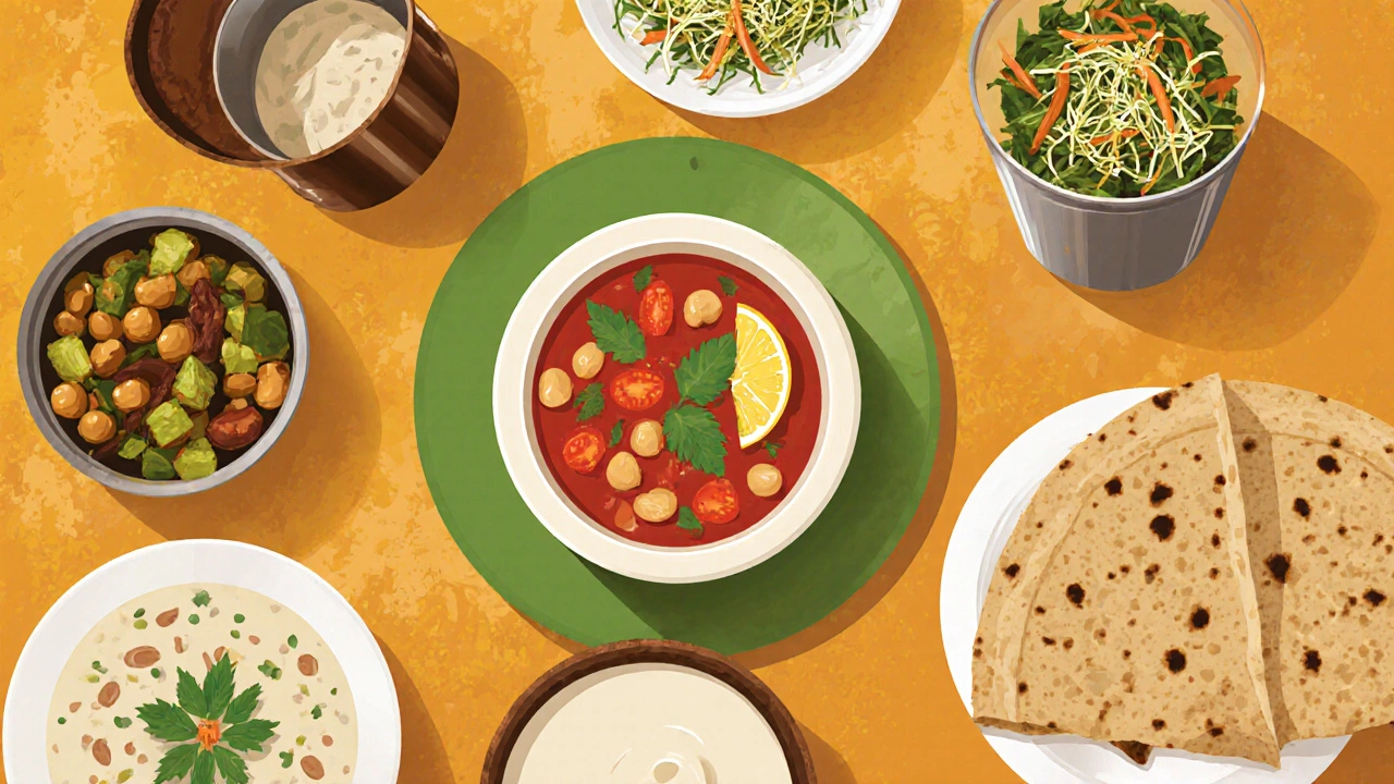 Assortment of ten low‑calorie Indian snacks displayed on a vibrant plate.