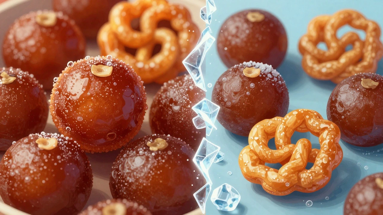Comparison of fresh versus frozen texture of Indian mithai desserts